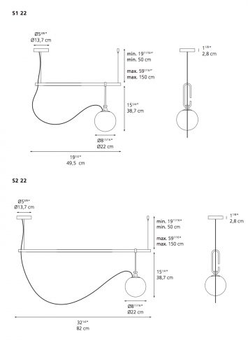 Taklampa nh S1 och S2 Suspension