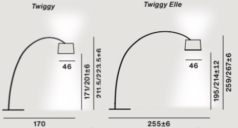 Twiggy Wood Golvlampa mått